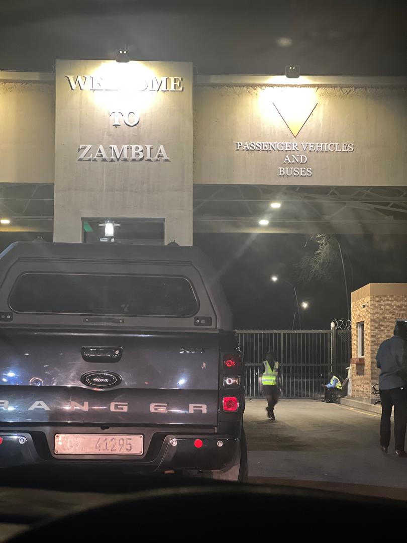 Arriving at the Zambian border crossing at night